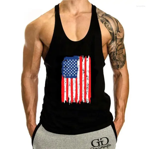 Herren Tank Tops USA Distressed US Flag Top Männer Ärmellos