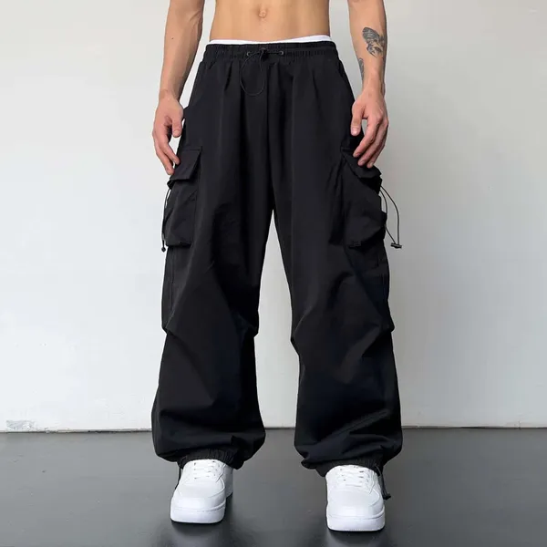 Pantaloni da uomo Pantaloni casual da uomo in vita elastica tinta unita sportivi multi-tessuto tascabile da lavoro streetwear pantaloni da jogging cargo