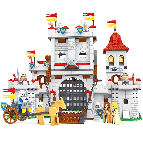 Ausini 27110 cavaleiros castelo série bloco de construção conjunto crianças diy educacional criativo modelo tijolos brinquedos para crianças c1115222a