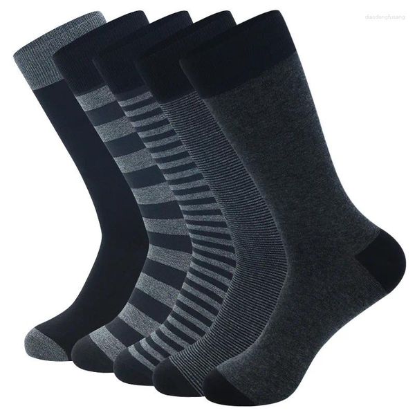 Herrensocken, 3 Paar lange Röhre, große Größe, gestreift, einfarbig, Business, Herbst und Winter, Arbeit, lässig, groß