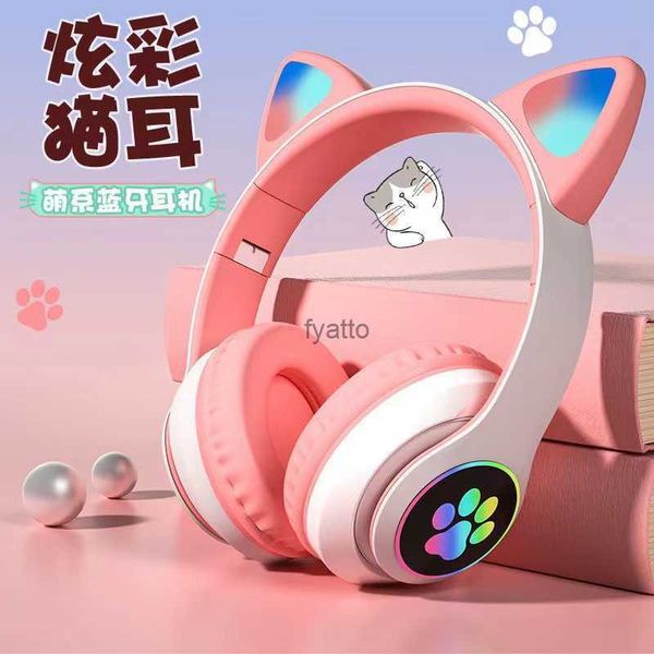 Fones de ouvido de telefone celular STN28 Cat Ear Glow Bluetooth Headphone Cute Wireless Live Girl e ChildrensH240312
