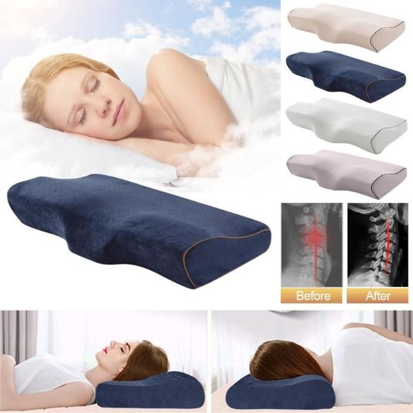 Cuscino in memory foam Cuscino per biancheria da letto a forma di farfalla Rilassa la protezione del collo Ortopedico Rimbalzo lento Cervicale per l'assistenza sanitaria 50x30 cm 343 M