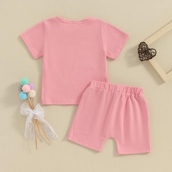 Conjuntos de roupas Carolilly Born Baby Girl Outfits 2 Pcs Set Carta Coração Imprimir Manga Longa Moletom T-shirt Curto