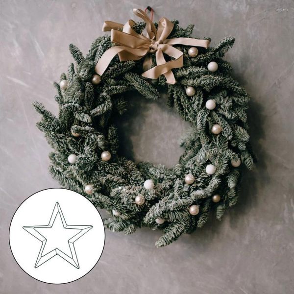 Flores decorativas pentagrama guirlanda quadro para o natal diy festival acessório metal ferro anel estrela design aros decoração