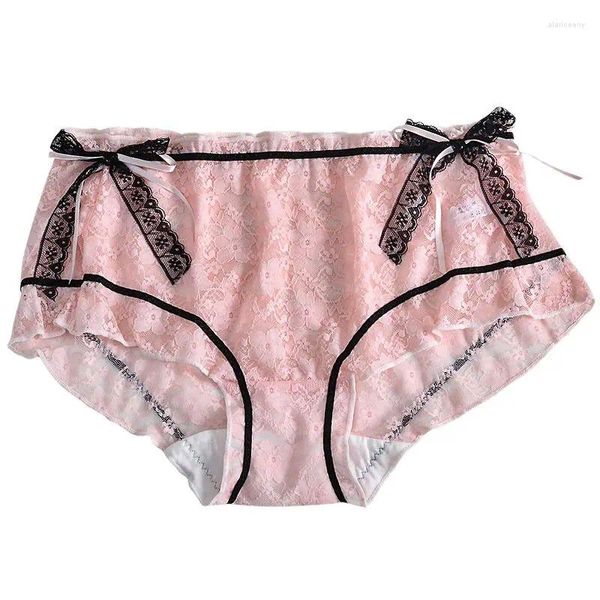 Mutandine da donna Taglie forti Donna Stile giapponese Lingerie sexy in pizzo Tentazione Slip Lolita Bowknot Biancheria intima femminile trasparente vuota110KG