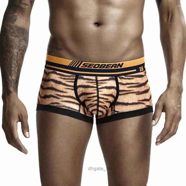 Cuecas slips homem calcinha de algodão boxershorts roupa interior macia dos homens boxers respirável briefs tigre listra shorts japonesa