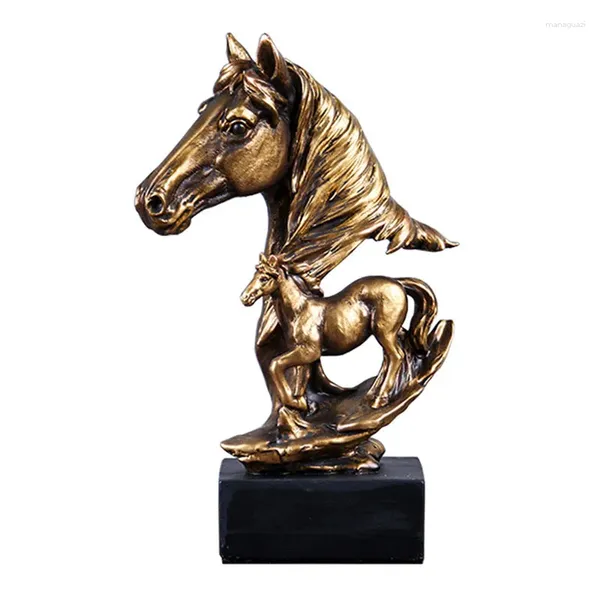 Estatuetas decorativas criativo antigo bronze cavalo escultura estátua decoração para casa artesanato correndo ornamentos escritório feng shui presente