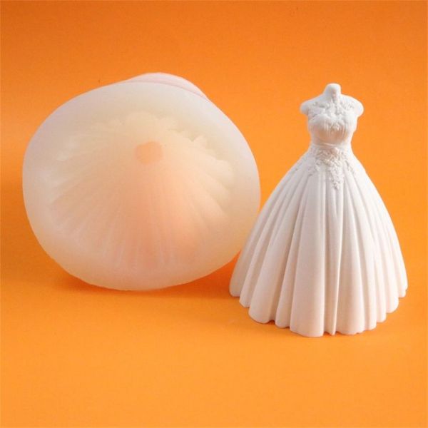 3D Rock Prinzessin Kleid Form Kuchen Form Silikon Fondant Dekorieren Backwerkzeuge Hochzeit Kerze Form 220531287W