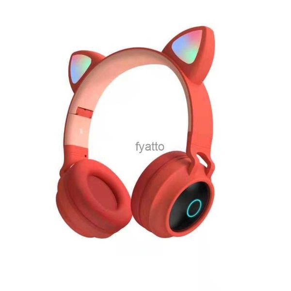 Fones de ouvido para celular com brilho, orelhas de gato (pão em forma de orelha de gato no vapor), fone de ouvido adorável, sem fio, Bluetooth, música, esportes, modelo privadoH240312