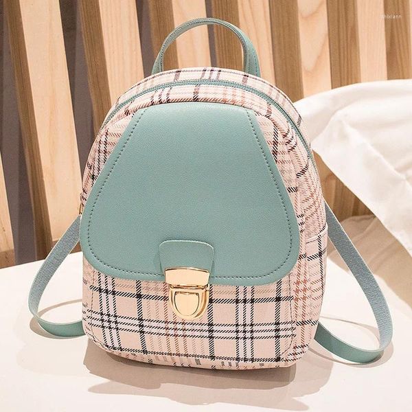 Borse da scuola Mini Zaino Borsa a tracolla per ragazza adolescente Plaid Borsa a spalla da donna Borsa stile coreano Trendy femminile 2024