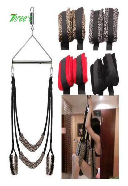 Brinquedos sexuais adultos balanço do sexo leopardo impressão esponja esteira na porta para casal flertando bdsm bondage tools90548118218194