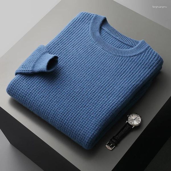 Maglioni da uomo Autunno e inverno Pullover in pura lana imbottito Maglione taglie forti Camicia calda casual lavorata a maglia con fondo ampio