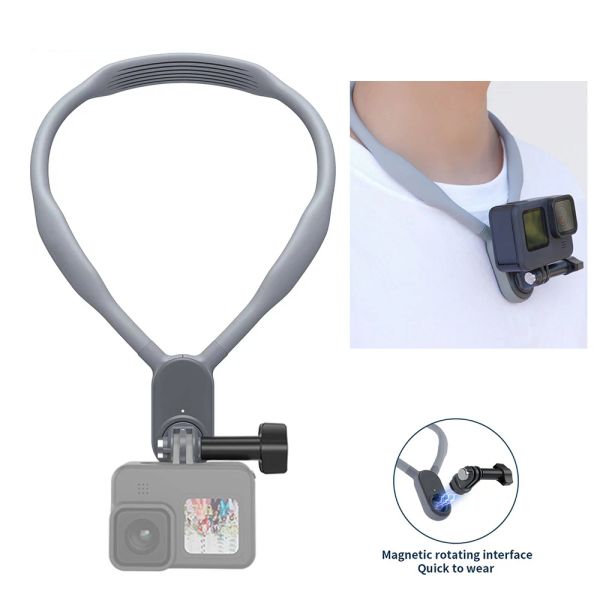 Câmeras Acessórios de câmera de ação Magnética Neck Hold Mount Quick Release para GoPro 10 9 8 Insta360 One RS DJI Action 2 Xiaomi Yi Phones