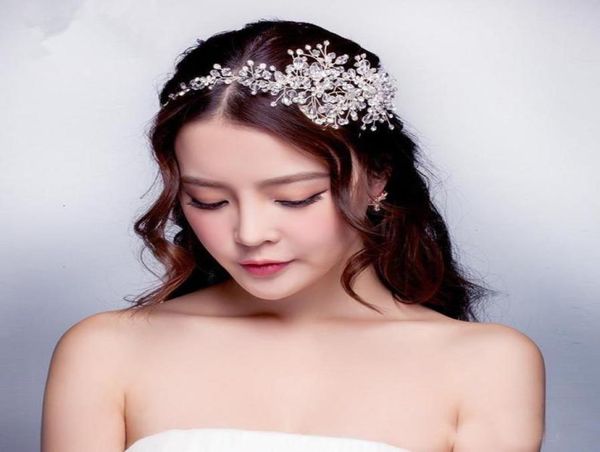 2019 vestidos de casamento acessórios para o cabelo coreia brilhante véu de cristal nupcial pérolas falsas tiara coroa acessórios para cabelo para part5200793