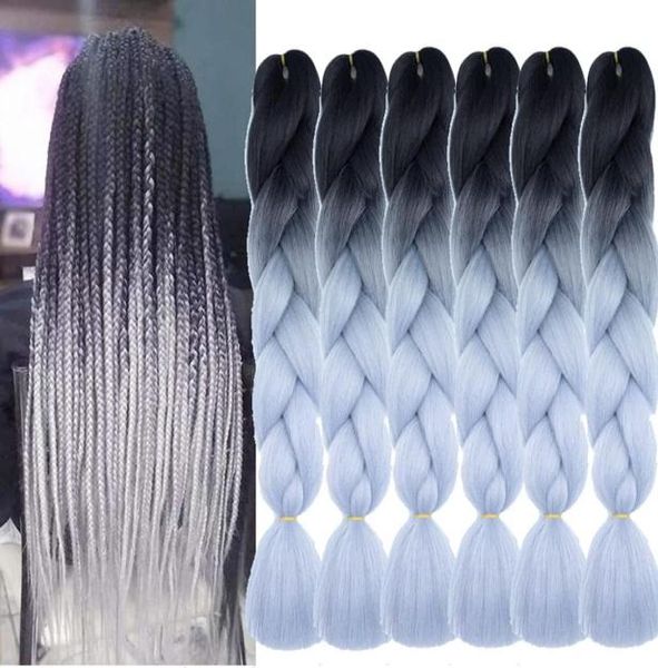 Lans Yaki Jumbo Braids 24 дюйма Синтетическое плетение крючком для наращивания волос 100 г шт. Легкая коса для кос Box5881544