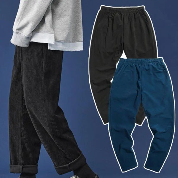 Повседневные мужские брюки, прямые свободные удобные для кожи уличные брюки в корейском японском стиле, мешковатые брюки для мужчин, бегуны