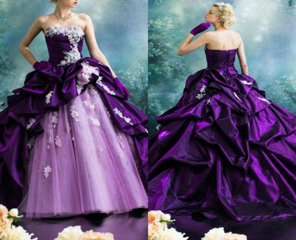 Stella De Libero Quinceanera-Kleider, herzförmiger Satin, appliziert, Schnürung, A-Linie, Festzug-Kleid für Mädchen, lila, formelle Abendkleider 3684890