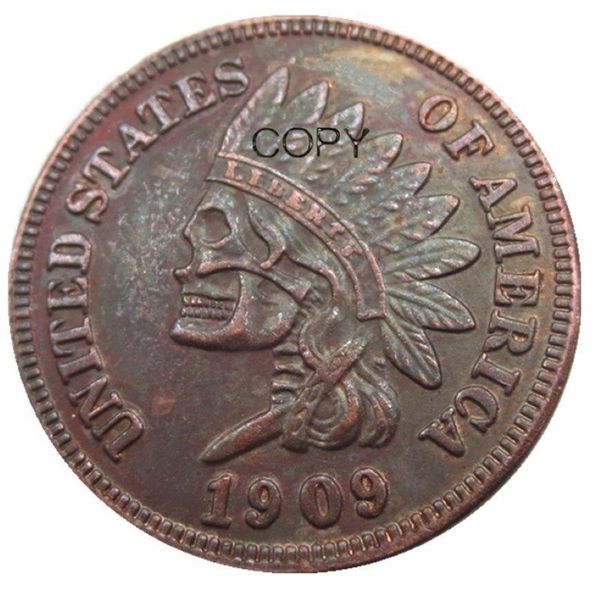 US07 Hobo níquel 1909 Indian Cent Penny enfrentando crânio esqueleto zumbi cópia moeda pingente acessórios Coins316O