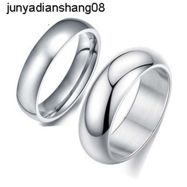 Anel de prata simples com código de Hong Kong, anel de amante banhado a ouro, anéis masculinos e femininos, joias de mão de aço inoxidável 4 mm
