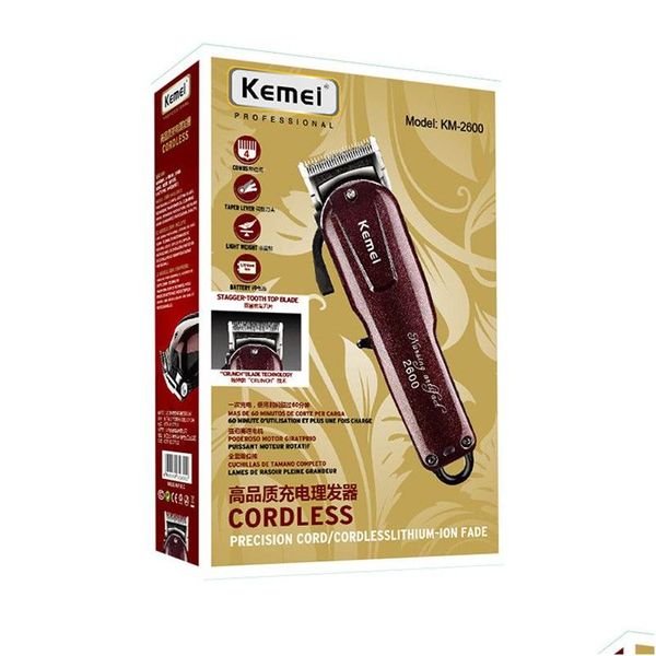 Aparador de cabelo Kemei 2600 Barbeador elétrico profissional para barba 100-240V Recarregável Clipper Faca de titânio Corte Hine Drop Delivery Pro Otfih