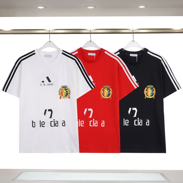 Marka 2024 Erkek Tee% 100 Pamuklu Siyah Beyaz Yaz Yuvarlak Boyun Baskı Lüks Klasik Kelime Tasarımcısı Üst Sınıf T-Shirt Avrupa Boyutu S-XL