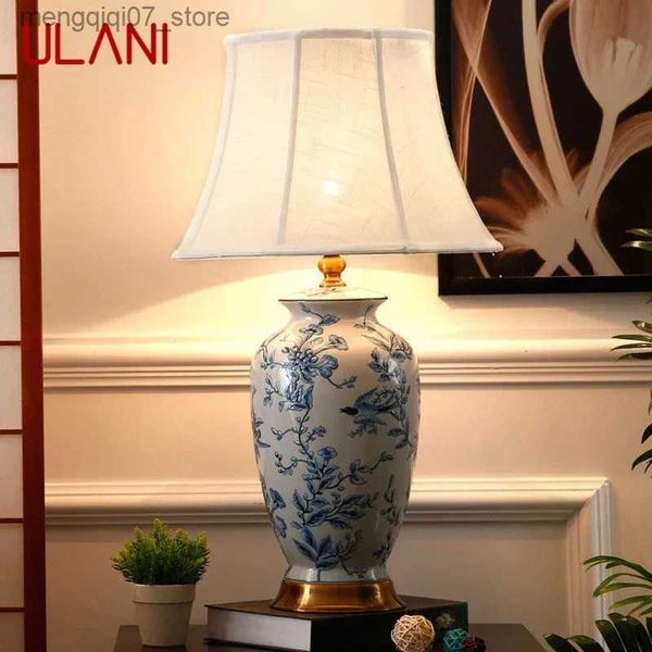 Lampade Paralumi ULANI Lampada da tavolo in ceramica contemporanea Americano lussuoso Soggiorno Camera da letto Comodino Scrivania Luce Ingegneria alberghiera Decorativa L240311