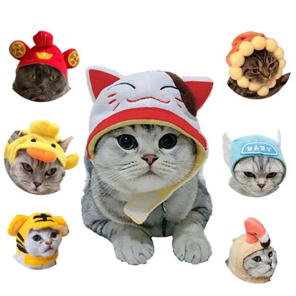 Gato trajes inverno quente animal de estimação chapéus engraçado dos desenhos animados orelhas de animais headwear traje de natal cosplay boné decorativo acessórios312n