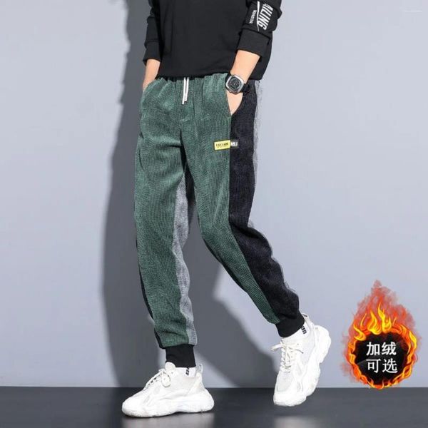 Calças masculinas carga homens sweatpants velo veludo calças harlem corredores harajuku solto casual streetwear hip hop