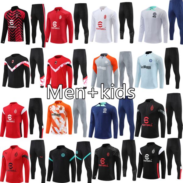 24 AC 25 Milan KIDS adulto agasalho Jaqueta 2023 Inter 2024 Milan Futebol TRACKSUIT terno de treinamento HOMENS futebol chandal futbol chandal criança jogging Survetement