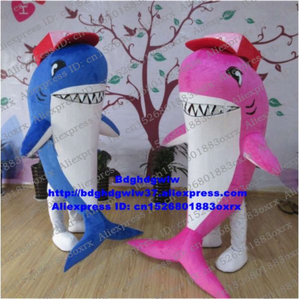 Trajes de mascote azul rosa tubarão mascote traje adulto personagem de desenho animado roupa terno propaganda e publicidade profissional palco mágico zx2