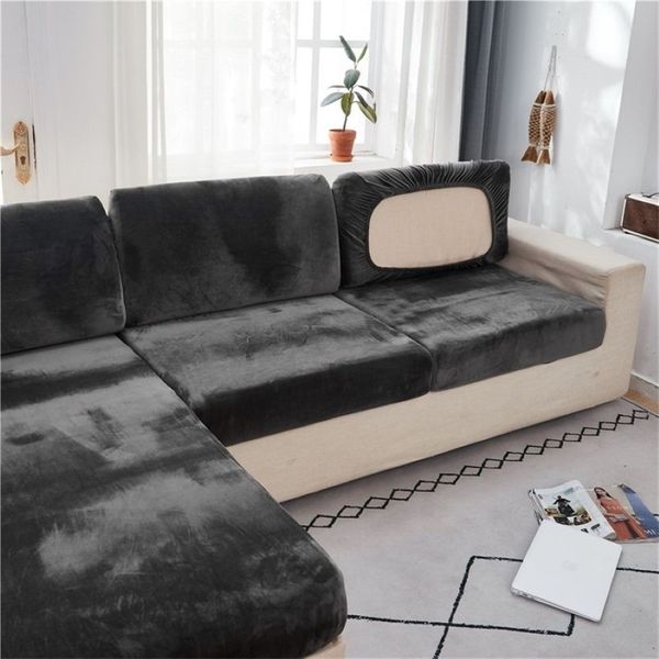 Yeni Funiture Protector Velvet Kalın Kanepe Yastık Kapak Kanepe Koruyucu Koltuk Yastığı Slipcover Elastik Düz Renk LJ201216200F