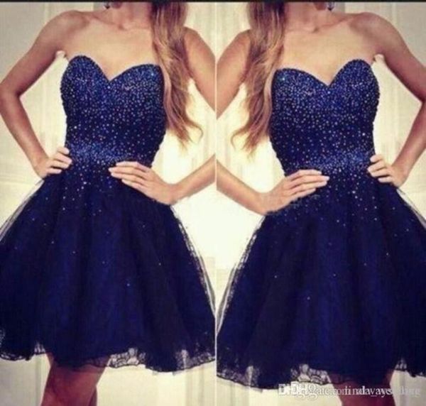 2019 Abito corto da homecoming corto blu navy a buon mercato A Line Mini Juniors Abito da cocktail party dolce 15 laurea Plus Size Cust8988989