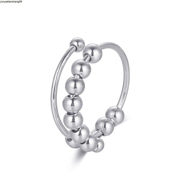 Дизайн отверстия может вращаться, чтобы облегчить беспокойство Кольцо из бисера Не выцветающий женский аксессуар для кольца
