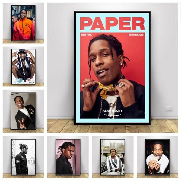 Gemälde Asap Rocky Rap Muziek Star Hiphop Art Decor Foto Qualität Leinwand Schilderij Home Poster Living Bar Muur298q