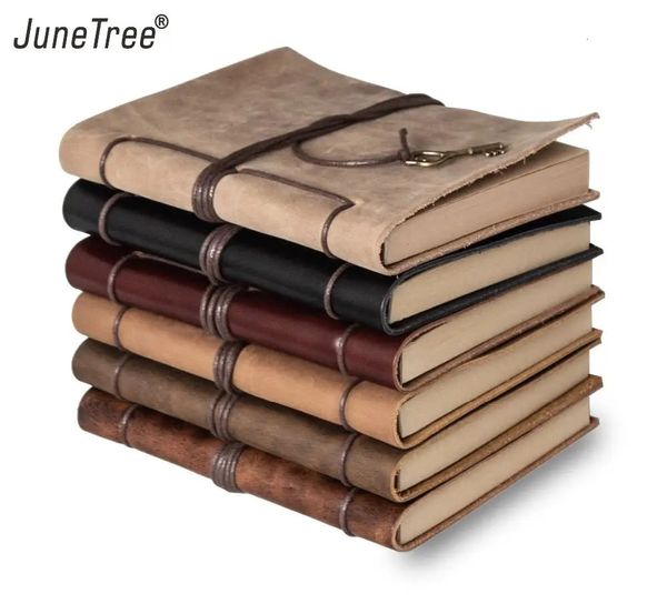 Diário Revistas de diário Notebook Genuine Leather Binder Sketchbook Vintage Planner A5 Travel Note Book Stationário Escola Office Supplies 240401