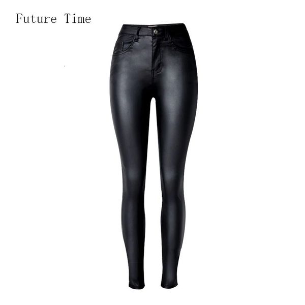 2024 Styling Skinny Jeans da donna Vita alta Pantaloni in ecopelle Outfit Leggings Chic Casual Girl Jeans in pelle elasticizzata in denim C1075 240311