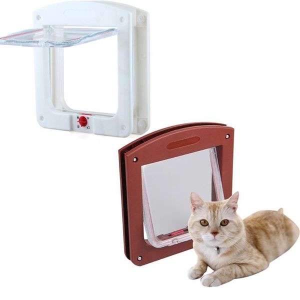 Novo plástico durável 4 vias bloqueio magnético porta do gato do animal de estimação pequeno cão gatinho à prova dwaterproof água aba segurança portão segurança suprimentos248z