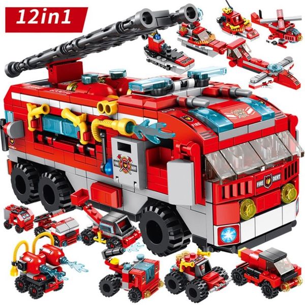 Caminhão de bombeiros 561 pçs mini figuras acessórios do carro blocos crianças brinquedos brinquedos crianças tijolos blocos de construção conjunto brinquedo educativo para o menino c298m