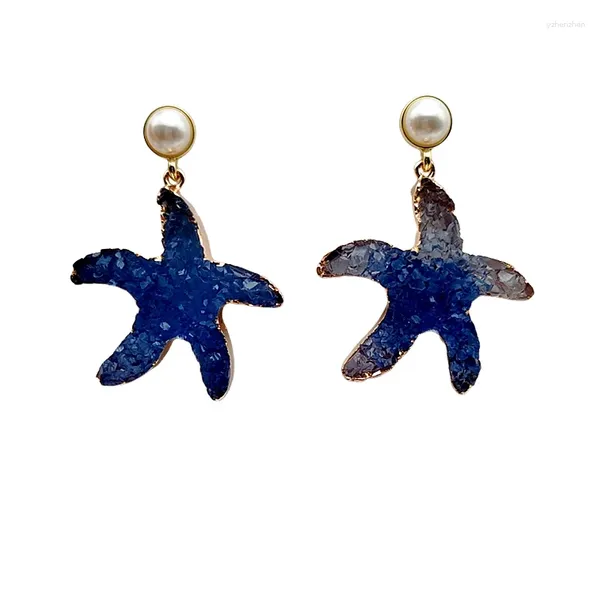 Brincos pendurados venda superior moda para mulheres acessórios forma estrela do mar brinco cristal pendientes em resina brincos presente