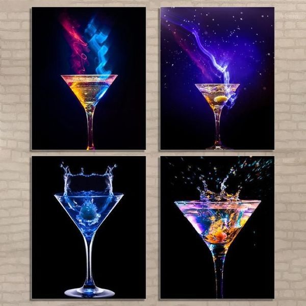 Blue Light Wine Glass Glass Poster Bar Dister