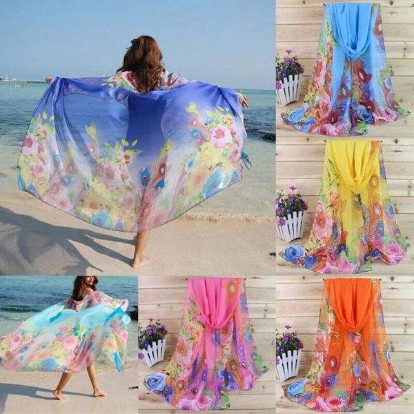 Lenços Hijab xale cabeça envoltório senhoras chiffon lenço praia seda verão sarong