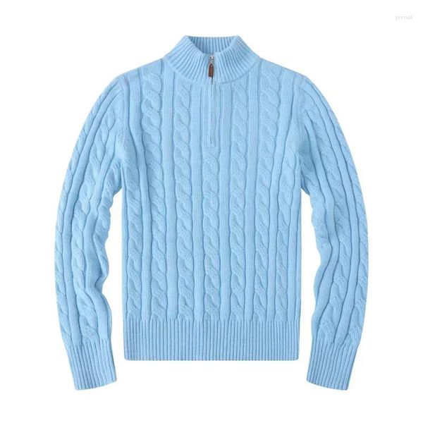 Maglioni da uomo 2024 autunno inverno mezza cerniera pullover in lana maglione piccolo maglione lavorato a maglia moda coreana Top cool casual