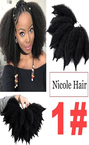 Nicole 8 inç tığ işi marley örgüler siyah kahverengi böcek saçı yumuşak afro sentetik örgülü saç uzantıları yüksek sıcaklık 9547362