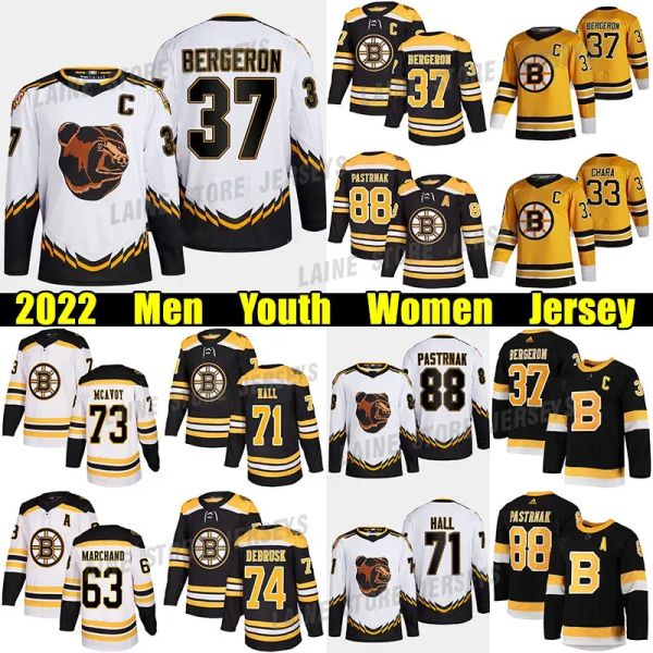 Benutzerdefinierte Herren Damen Jugend Boston''Bruins''37 Patrice Bergeron Reverse Retro Hockey-Trikot 88 David Pastrnak Bruins 71 Taylor Hall Jake DeBrusk Charlie McAvoy Zdeno Chara