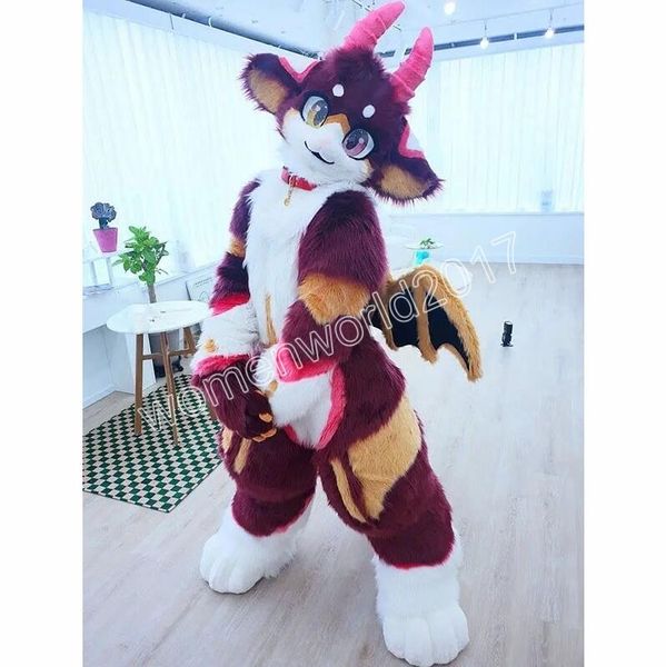 2024 Halloween Fur Fox Dog Husky Costume della mascotte Fancy dress Carnival Cartoon tema fancy dress For Men Women Festival Dress