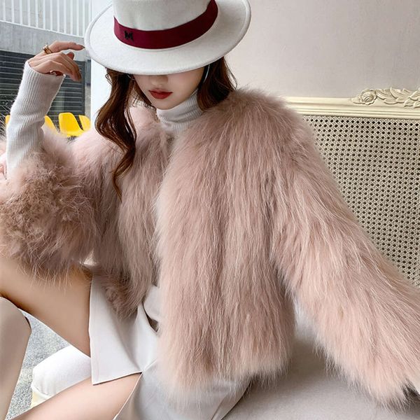 Stesso stile della celebrità Internet Raccoon tessuto corto e snellente versione coreana del cappotto di pelliccia Haining da donna 4874