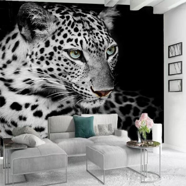 Benutzerdefinierte 3D-Tiertapeten Wilder gefleckter Tiger Wohnzimmer Schlafzimmer Küche Home Decor Malerei Wandbild Tapete Moderne Wand Co2411