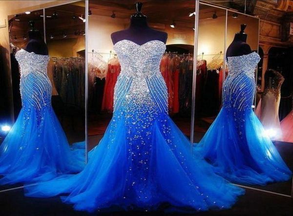 Azul real sexy elegante sereia vestidos de baile para pageant querida feminino longo tule vestido formal feminino vestidos de festa de noite 6020841
