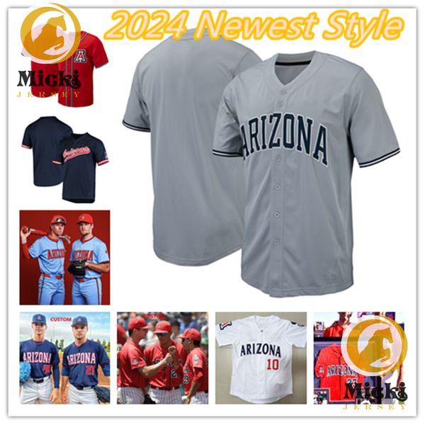 Camisa de beisebol do Arizona Tommy Splaine Garrett Irvin TJ Nichols Quinn Flanagan Anthony Susac Javyn Pimental 2024 Arizona Wildcats Jerseys costuradas personalizadas