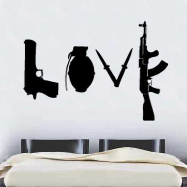 Banksy amor armas adesivo de parede arte graffitti rua vinil decalque casa decor305u